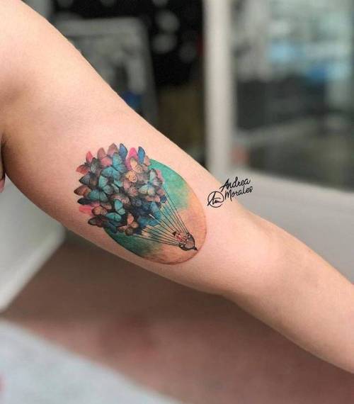 By Andrea Morales, done at La Mala Vida Tattoo Parlour, Madrid.... art;small;andreamorales;inner arm;butterfly;animal;air balloon;contemporary;tiny;christian schloe;travel;ifttt;little;dream on;medium size;insect