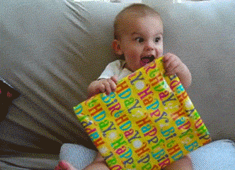 Super happy kid when receiving a gift