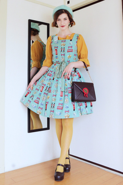 fashion jfashion otome kei otome jane marple angelic pretty vintage style retro quirky fashion twee ootd vintage hair japanese fashion tokyo fashion street style street fashion mint mustard fanny rosie fannyrosie quirky london print londonprint british