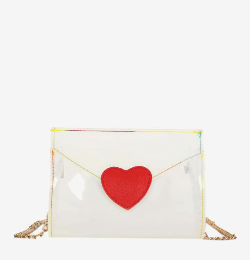 softjoy:♡ heart patch transparent bag ♡