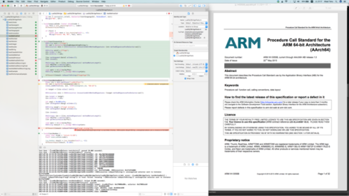 iOS 11 のアプリ作るために arm64 の関数呼び出しの ABI を調べてるけど、まだよくわからない。