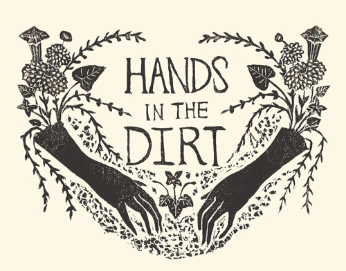 swan-bones:Hands in the DirtBlock print, 2017by Kelly Louise...