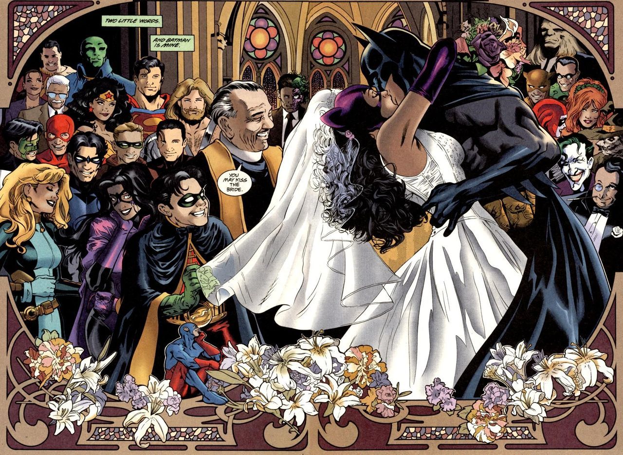 batmannotes:âThat other time Batman & Catwoman got married. Well, kind of â¦âThe same issue that Catwoman tried to make Batman jealous by kissing Nightwing.And donât forget the time Bruce and Selina actually tied the knot - on Earth-Two....