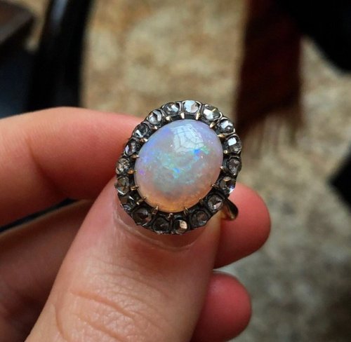 allaboutrings:Victorian Opal and Rose Cut Diamond Ring