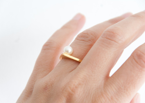 Gold-plated Freshwater Pearl Ring | SOLOON STUDIO Jewelry by...