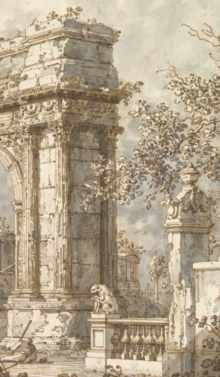 vivalcli:Capriccio with a Roman Triumphal Arch c. 1720-30....