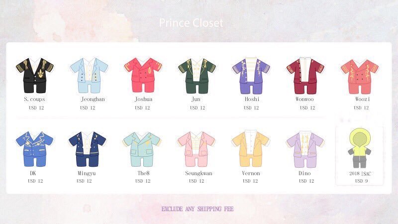Kpop Plush Group Orders Seventeen Prince Doll Clothes By