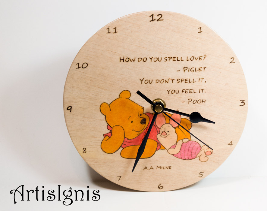 ArtisIgnis Winnie The Pooh Piglet Wall Clock Handmade