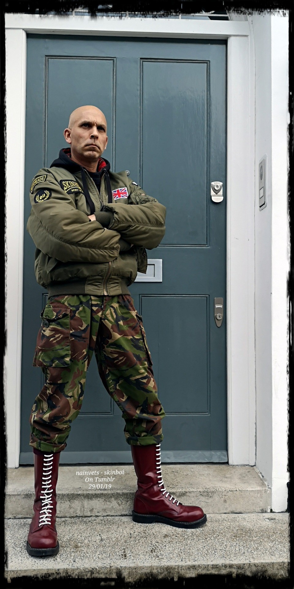 Punkerskinhead  skinhead in camouflage pants