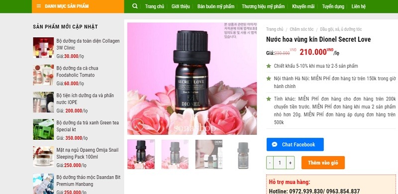 thiết kế web kinh doanh mỹ phẩm giá rẻ tại tphcm