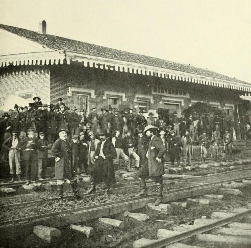 chubachus:Union soldiers and civilians posing in front of a...