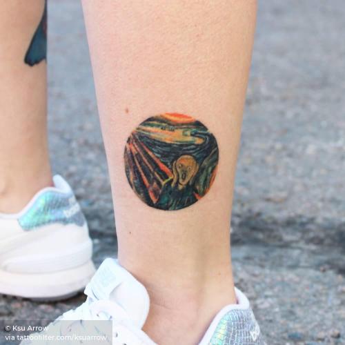 By Ksu Arrow, done in Moscow. http://ttoo.co/p/34120 ankle;art;circle;contemporary;edvard munch;facebook;geometric shape;healed;ksuarrow;norway;other;patriotic;small;the scream;twitter