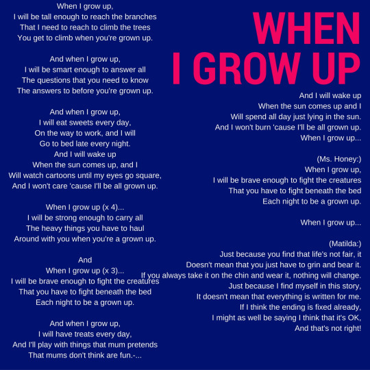 When I Grow Up Matilda Lyrics Meaning