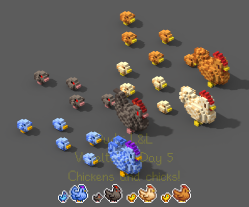 link-and-leah:Voxeltober Day 5 : Chickens and their...