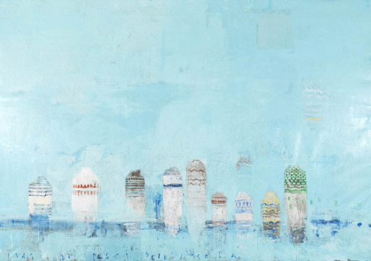 The vessels of the island's fish - Pierro Pizzi Canella , 2008. Italian,b.1955- Oil on canvas, 207 × 296 cm.