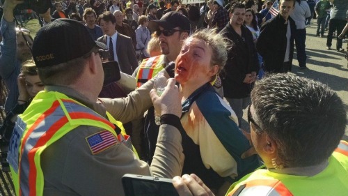 tacticalshit:[VIDEO] Protester throws a punch and gets sprayed...