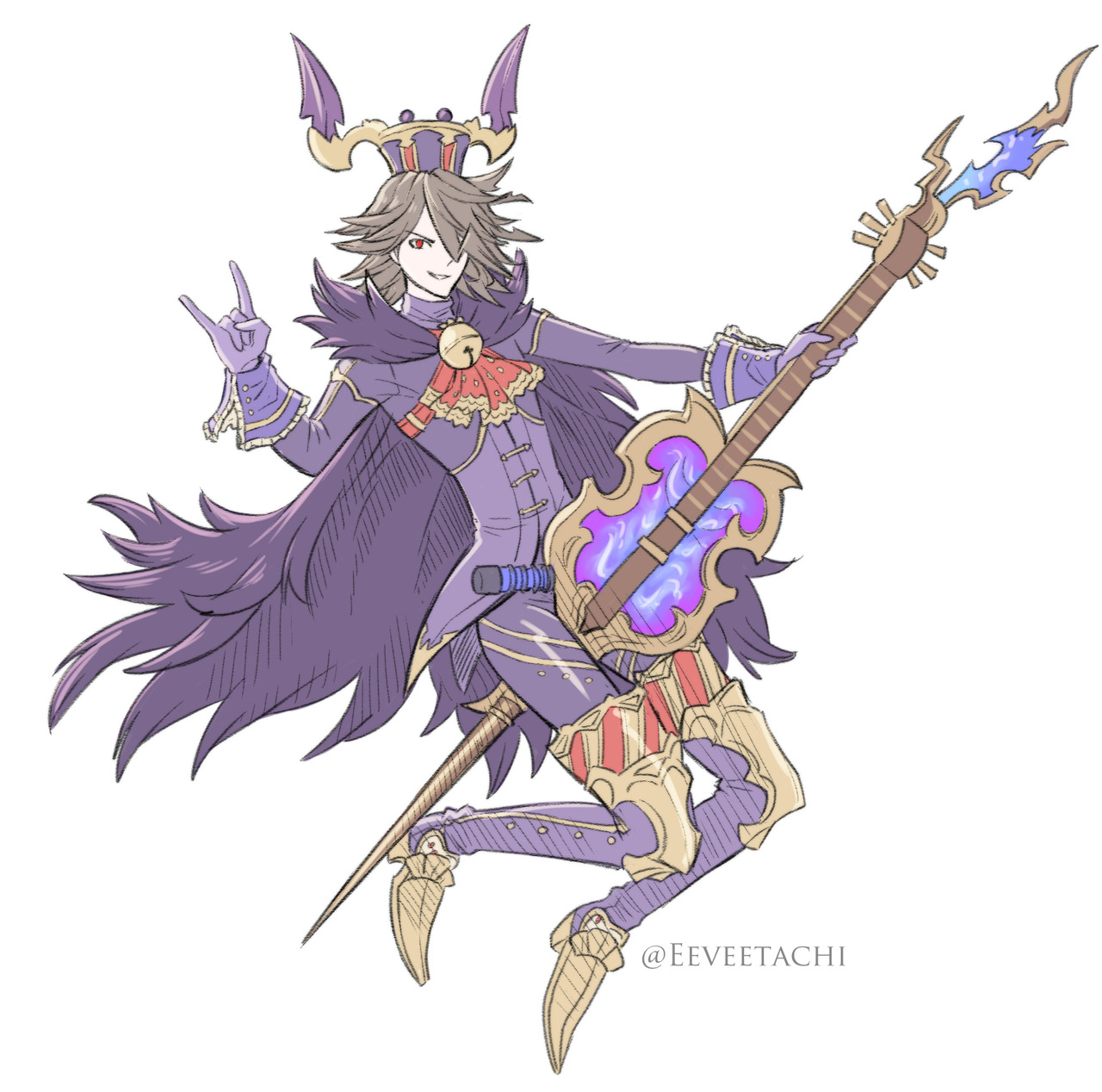 a doodle of Baal and his sexy guitar Herons and Dragon