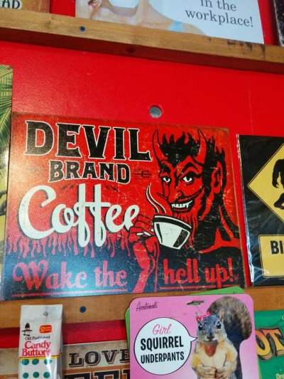 Devil Brand Coffee Wake the hell up tin metal sign house decoration