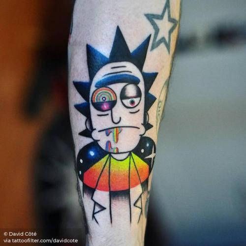By David Côté, done in Ypsilanti. http://ttoo.co/p/29592 rick and morty;cartoon character;davidcote;fictional character;patriotic;animated tv series;rick sanchez;animated sitcom;tv series;united states of america;cartoon;facebook;forearm;twitter;medium size