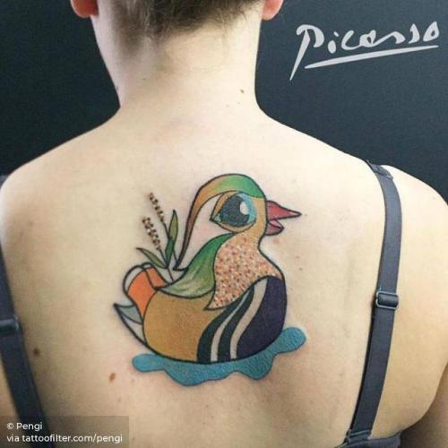 By Pengi, done at Tiger Style Tattooing, Hamburg.... animal;bird;facebook;upper back;twitter;medium size;duck;pengi;illustrative