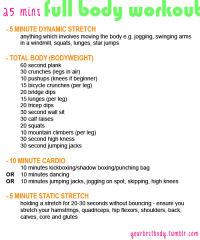 Total Body Workout Chart