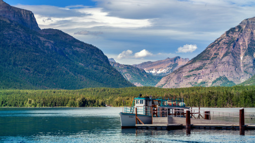 A view from the Lake McDonald Lodge in Glacier National Park. I...