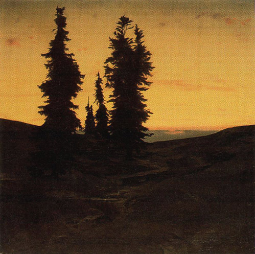 arsarteetlabore:Fir trees at sunset - Arnold Böcklin