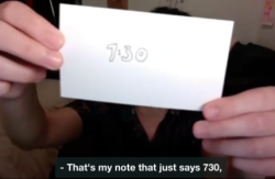 Ally’s response to everyone else showing off the fanart on their walls by holding up a notecard where they just wrote 7:30 in...