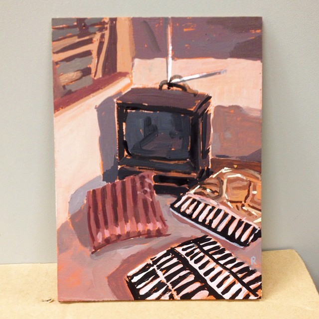 Still life - old TV and cushions in the studio