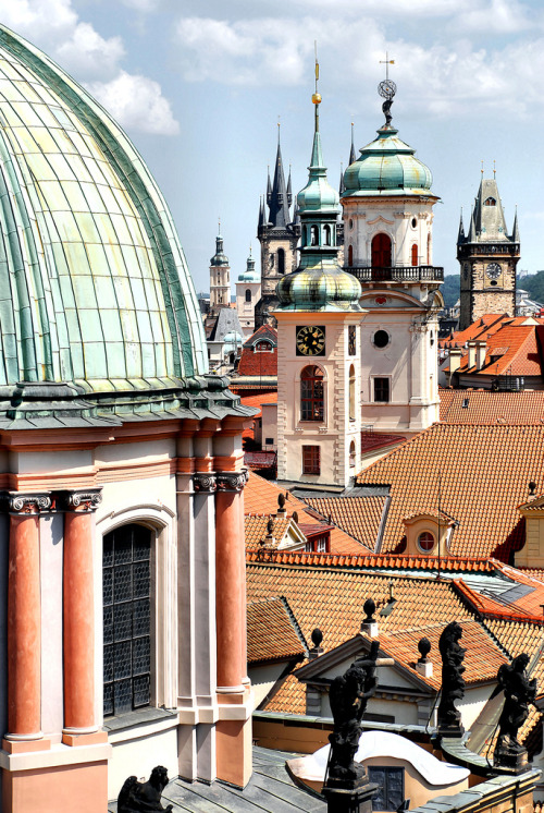prague czech republic skyline spires towers historic europe travel vertical