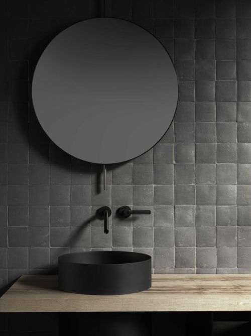 thedesignwalker:#black #basin #grey #tiles for this inspired...