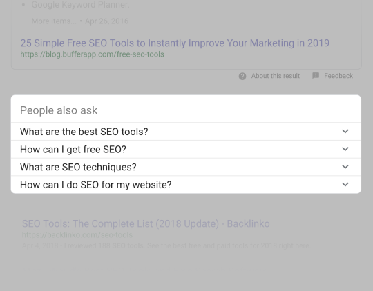 “SEO Tools” SERPs – People also ask