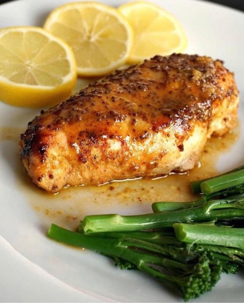 awesomefitnessrecipes:Baked Honey Mustard Chicken Breast with...