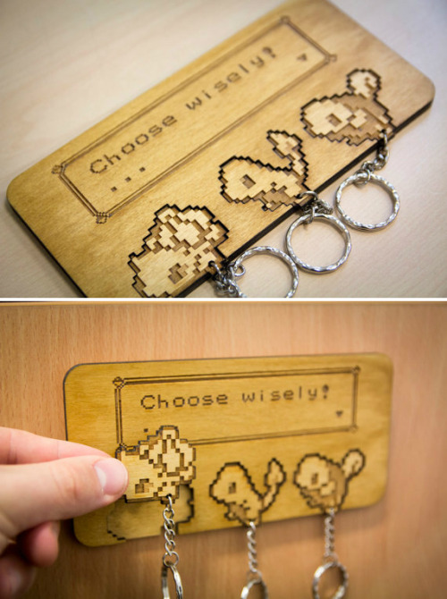 retrogamingblog:Starter Pokemon Key Rack made by ChocoboSquare