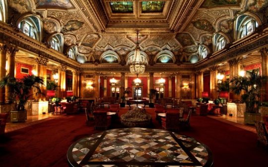 Lobby of the St Regis Grand Hotel in Rome