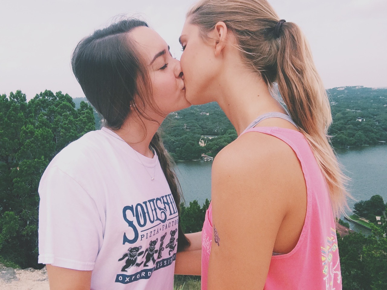 Kissing lesbian couple teens