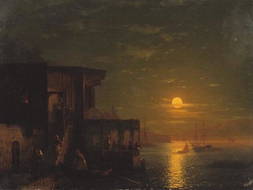 artist-aivazovski:Lunar night at the sea, Ivan...