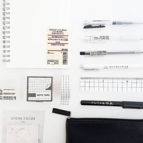stationery cute minimal school grid muji muji pens ruler marble black and white simple studying holidays exam gift bullet journal bujo journal planner highlighters pens pencil pencilcase inspo studygram studyblr washi tape decoration workspace flatlay