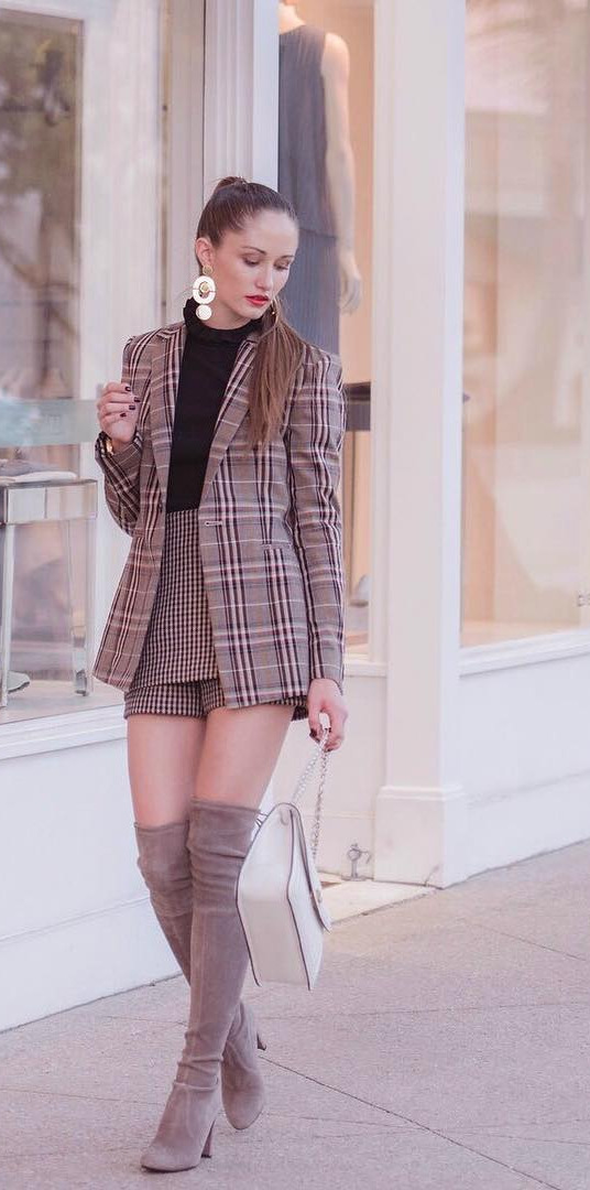 shop by outfit, beautiful celebrities, #Cute, #Best Whatbetter than plaid? Plaid on plaid I did my research on the best plaid blazers this season and linked all of them from $30 to designer and everything in between. Shop this exact outfit + similar options by downloading the app screenshotting this photo 