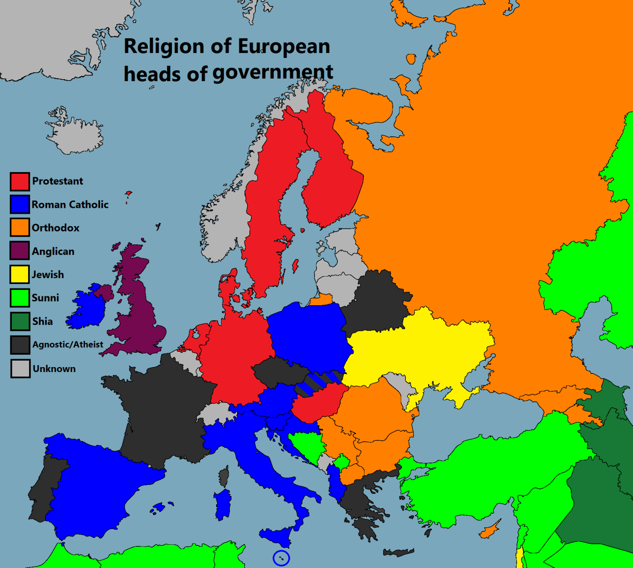  Religion  of European heads of government MORE 