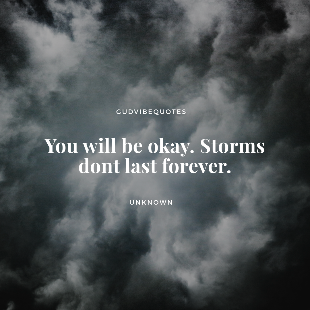 Gud Vibe Quotes - “You will be okay. Storms don’t last forever”...