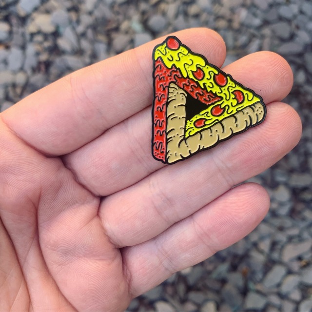 no fit state impossible pizza triangle enamel pin badge