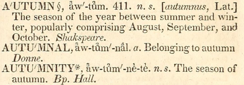 english-idylls:Definition of autumn in Samuel Johnson’s...