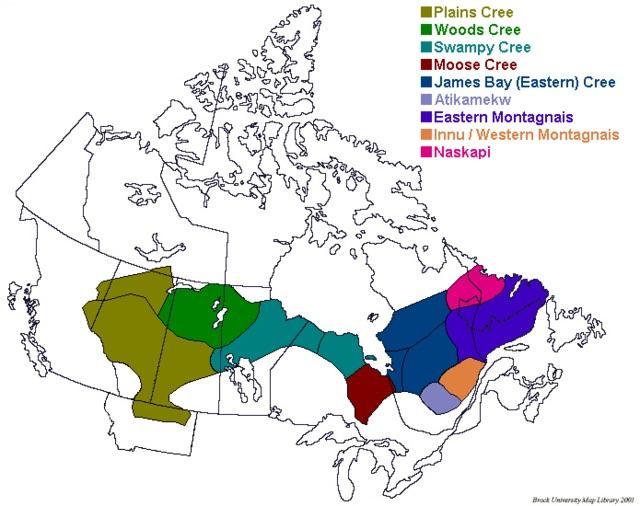 Pre Columbian Distribution Of Cree Languages Maps On The Web