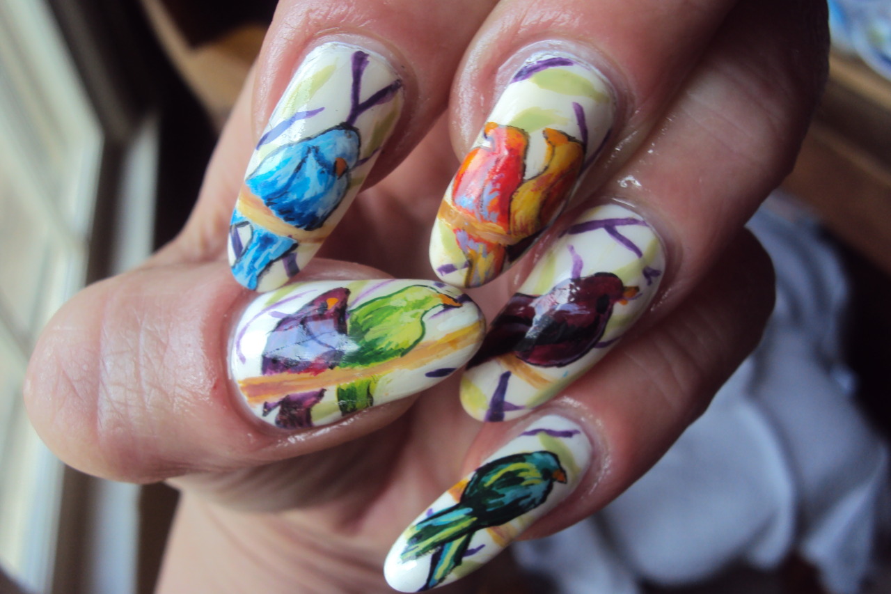 These Are My Colorful Abstract Bird Nails Chrissys Nail Art