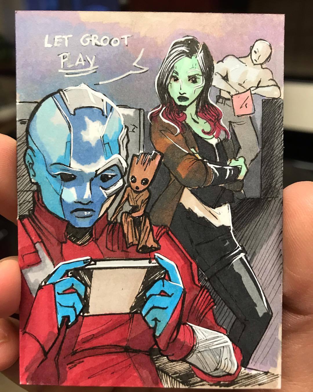 Come And Get Your Love Cyanineblue Nebula Baby Groot Gamora And