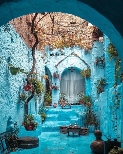 Traditional “Blue Pearl” house in Morocco.