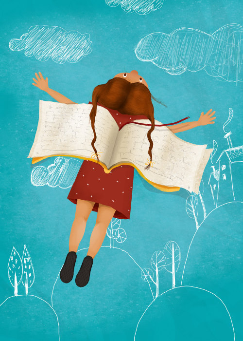 Leer te da alas para volar… muy lejos, allá donde tú quieras (ilustración de Biljana Mihajlovic)