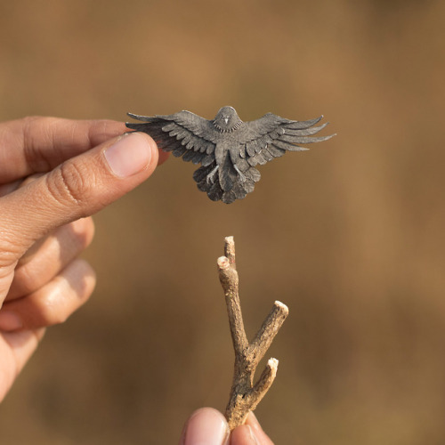 itscolossal:365 Days of Miniature Cut Paper Egrets, Sparrows,...