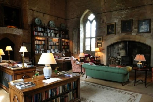 cair–paravel:The books in the great hall at Markenfield Hall,...